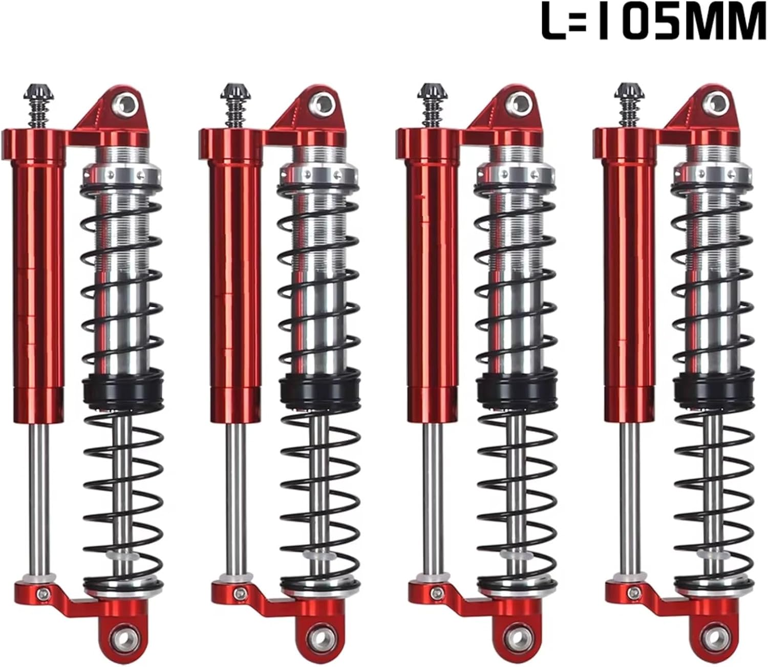 Shock Absorbers Parts For Yikong For Meijiaxin H8h 1/8 L 105mm Adjustable Oil Metal Negative Pressure Shock Absorber Double Damper RC Crawler Vehicle(Red)