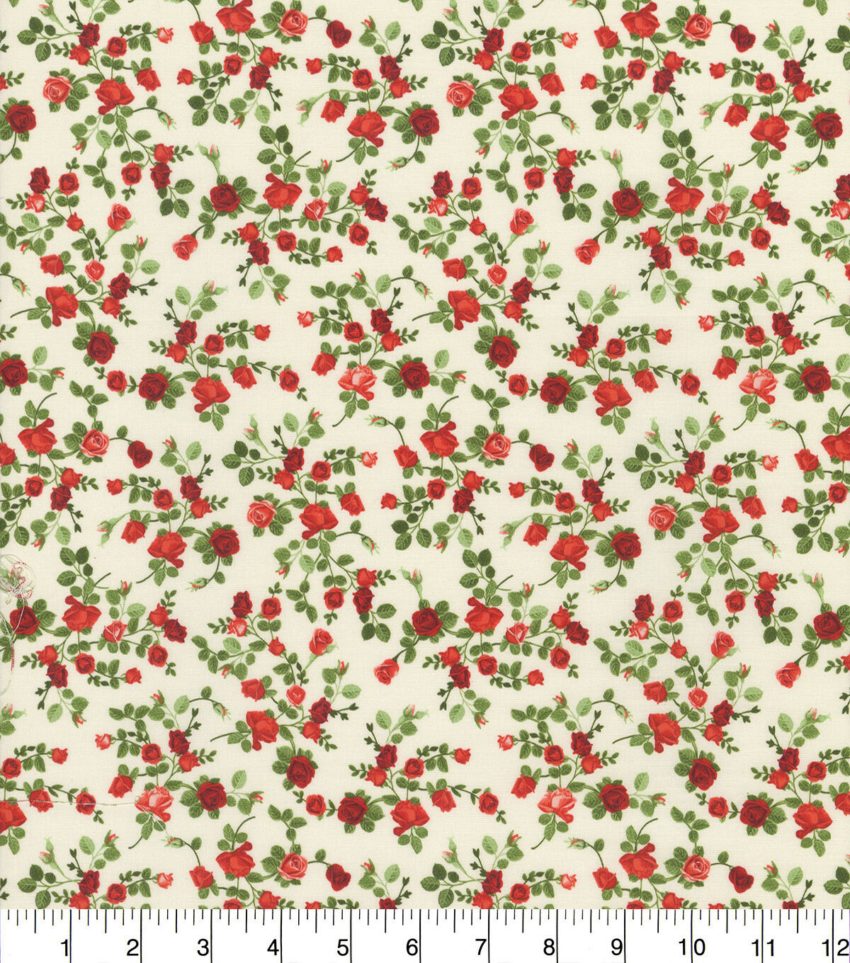 Hi Fashion Rose Vines on Cream Premium Cotton Fabric