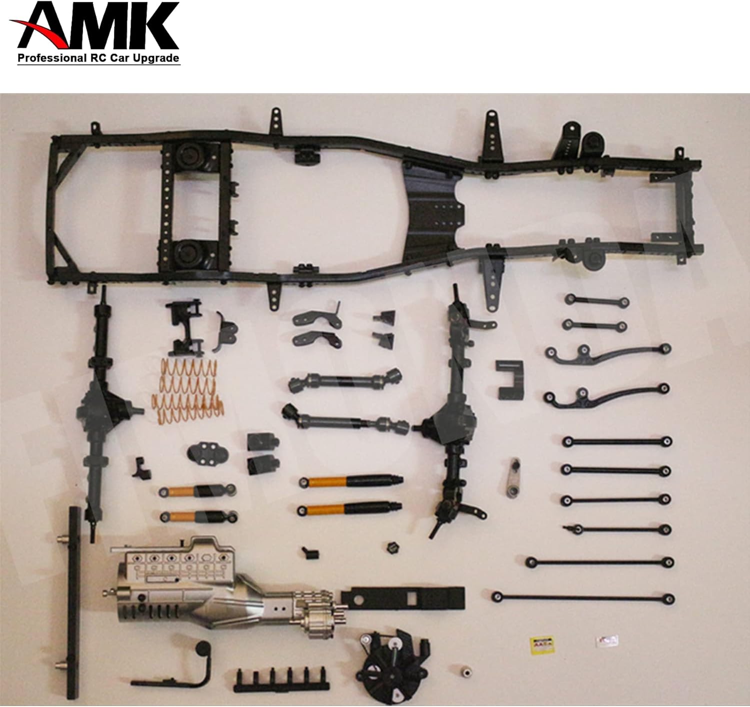 AMK 295-343mm Adjustable Wheelbase Alloy RCRUN LC80 Chassis Cruiser Real Frame Builder Kit for 1/10 RC Crawler Off-Road Truck