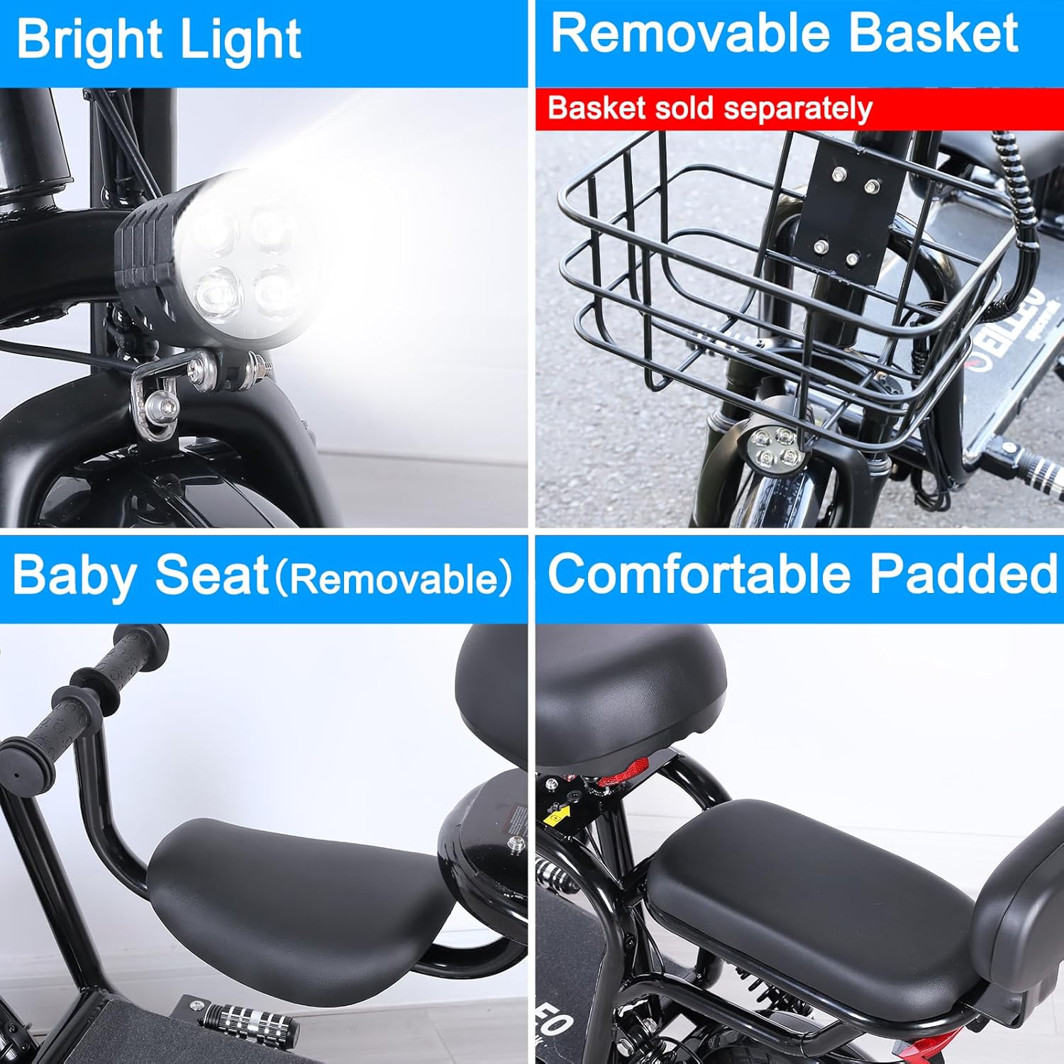 Electric Scooter with Seat for Adult, 36V/48V Electric Scooter for Adults 372W/500W/750W Motor, 6/20 Mile Range, 11.18/17.4/18.75mph, Dual Brakes, 8