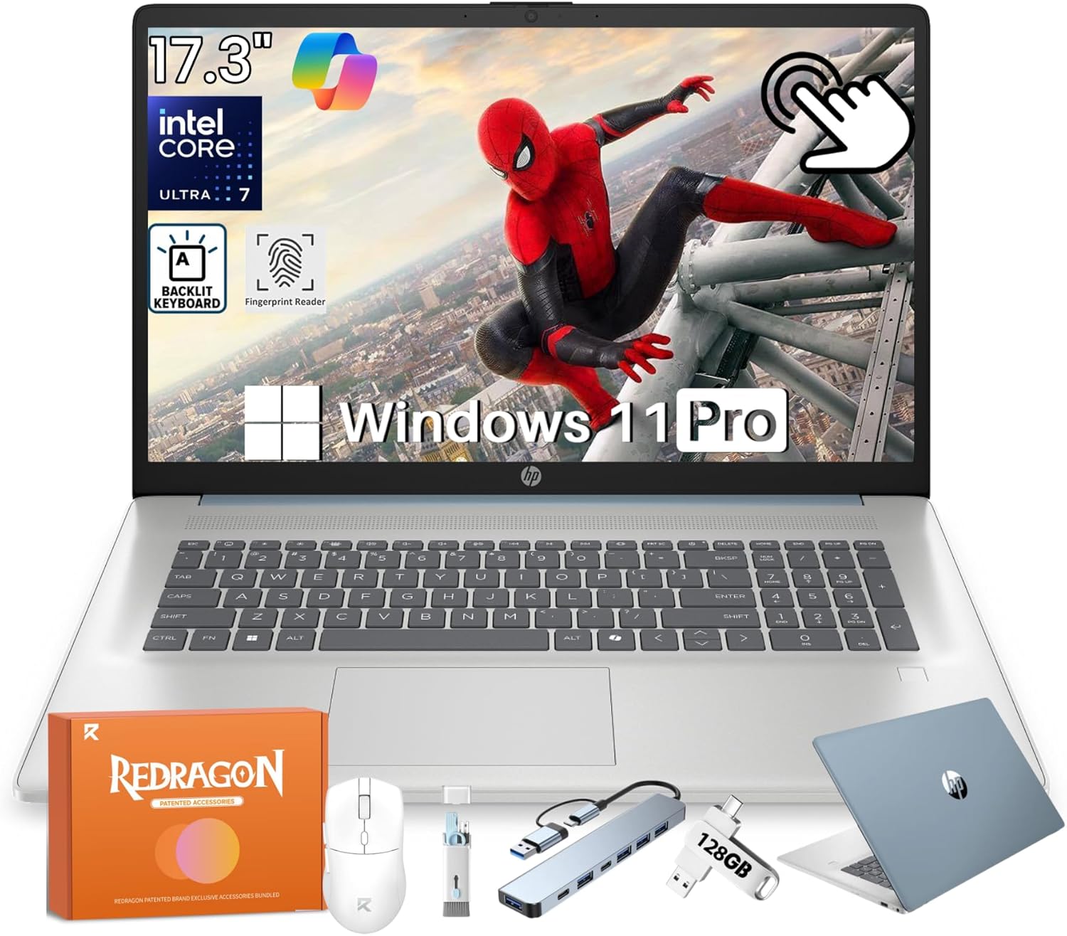 HP 17 Inch Touchscreen Laptop, Intel Ultra 7 255U, 17.3