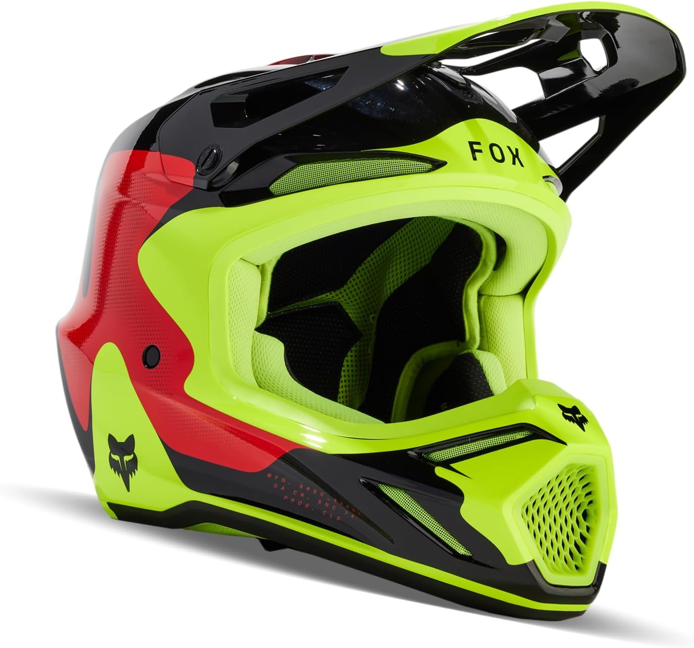 Fox Racing Unisex V3 Motocross Dirt Bike Helmet, Red/Yellow, XX-Large