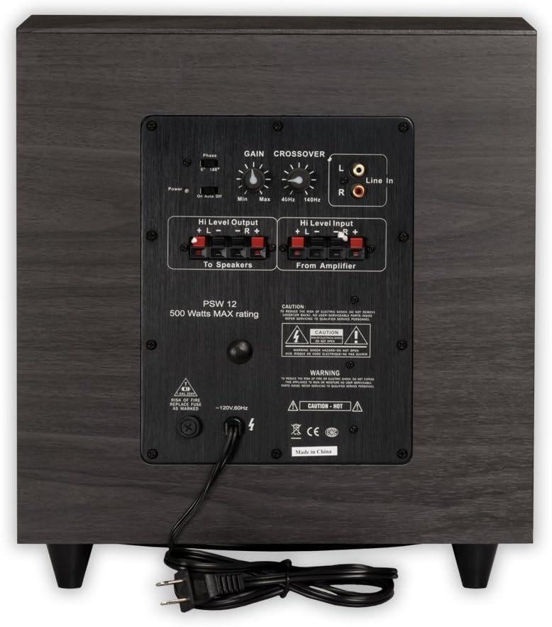 Acoustic Audio PSW-12 500 Watt 12-Inch Down Firing Powered Subwoofer (Black)