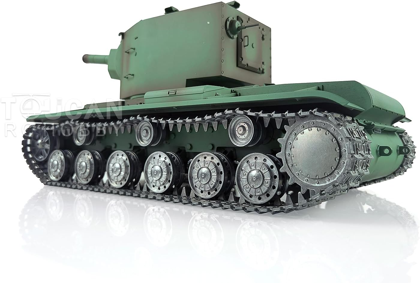 US in Stock, Henglong 1/16 7.0 Customized Soviet KV-2 Gigant RTR RC Tank 3949 Smoking Unit Metal Tracks Smoking Unit 360 Degree Turret Rotation Hobby Grade Model BB Shooting Airsoft Shoot