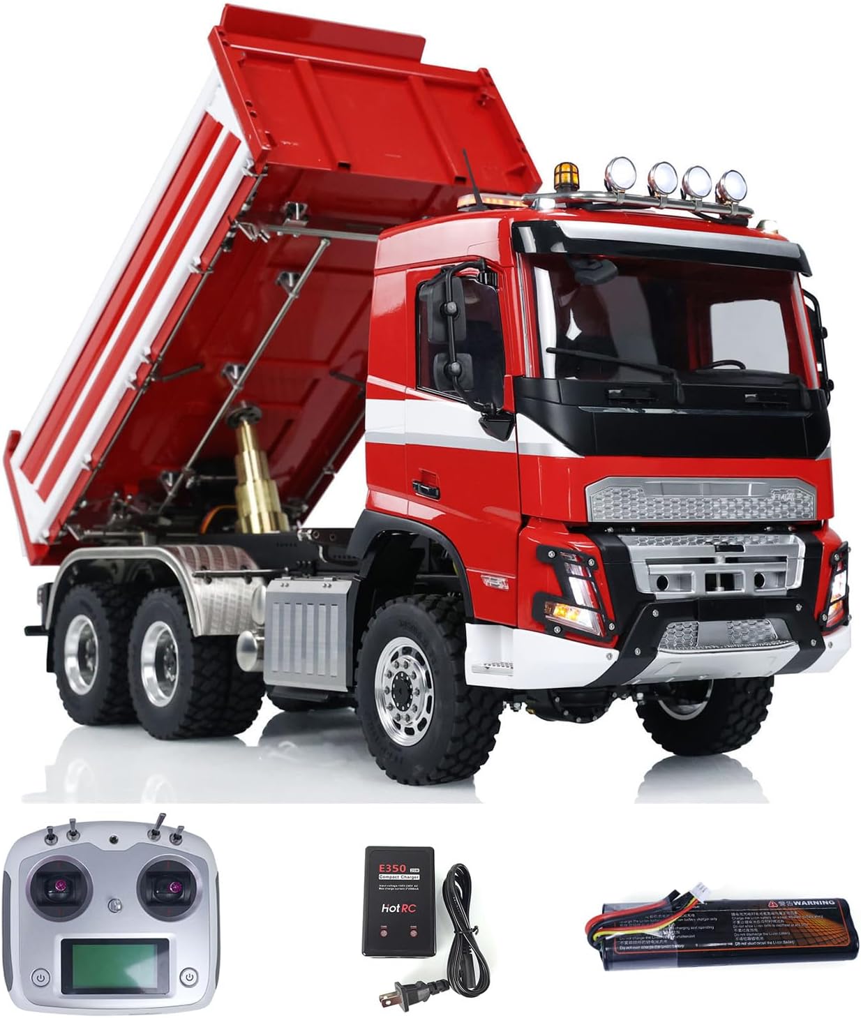 LESU 1/14 6x6 3-Way Metal RC Hydraulic Dumper Car 3-Speed Transmission Remote Control Dump Truck Motor Servo ESC Light Sound System Hobby Grade Model
