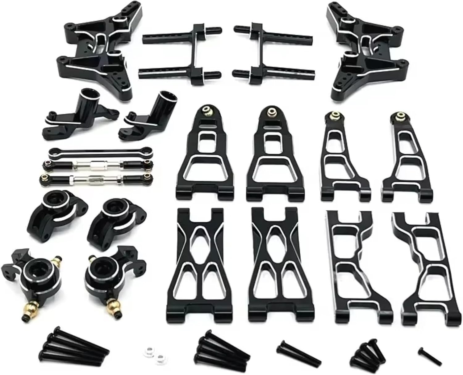 Models Upgrades Parts For Ud1201 Ud1202 Ud-12pro 1/12 Metal Front And Rear Suspension Arm Steering Assembly Kit Rc Car Upgrade Parts Accessories(Black)