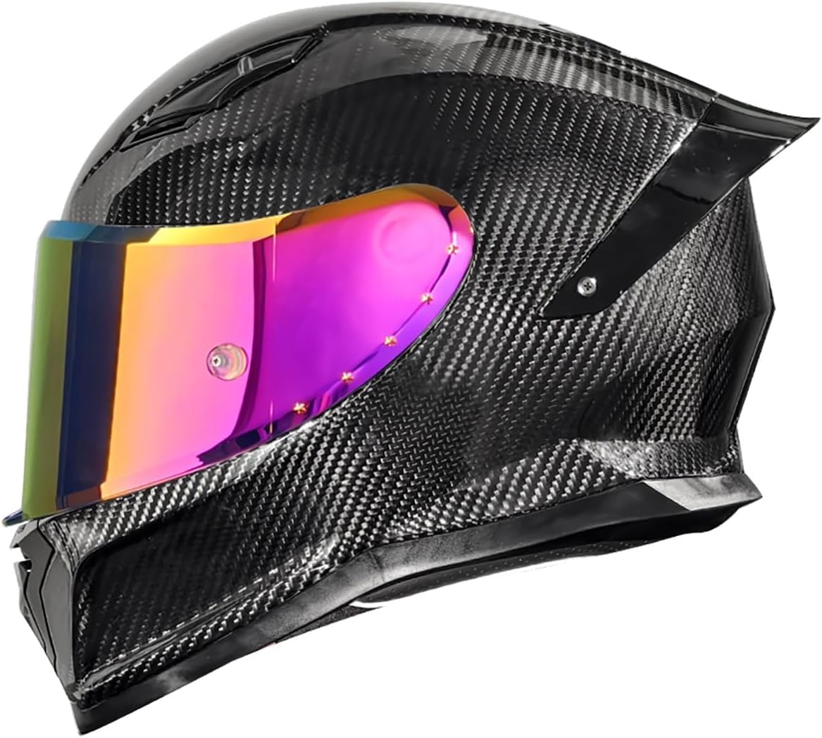 Carbon Fiber Full Face Adult Men Women Motorcycle Anti-Fog Helmet DOT Approved Street Integrated Racing Helmet-Daily Riding ATV Cruiser Motocross Sport Helmets