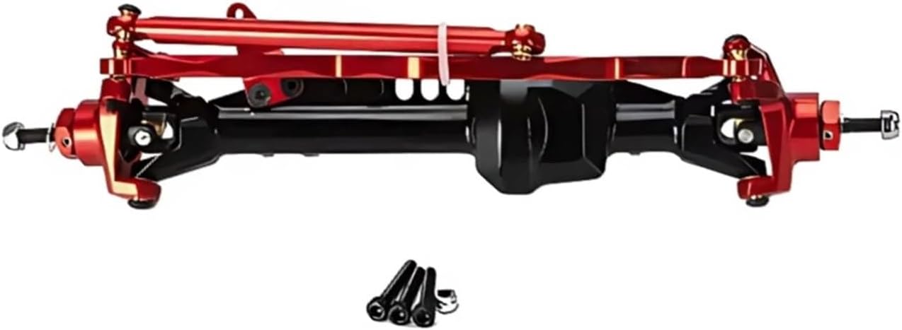 RC Car Parts Compatible with Axial for SCX10 1/10 RC Car Accessories Replacement Parts Aluminum Alloy Front Axle(Red)