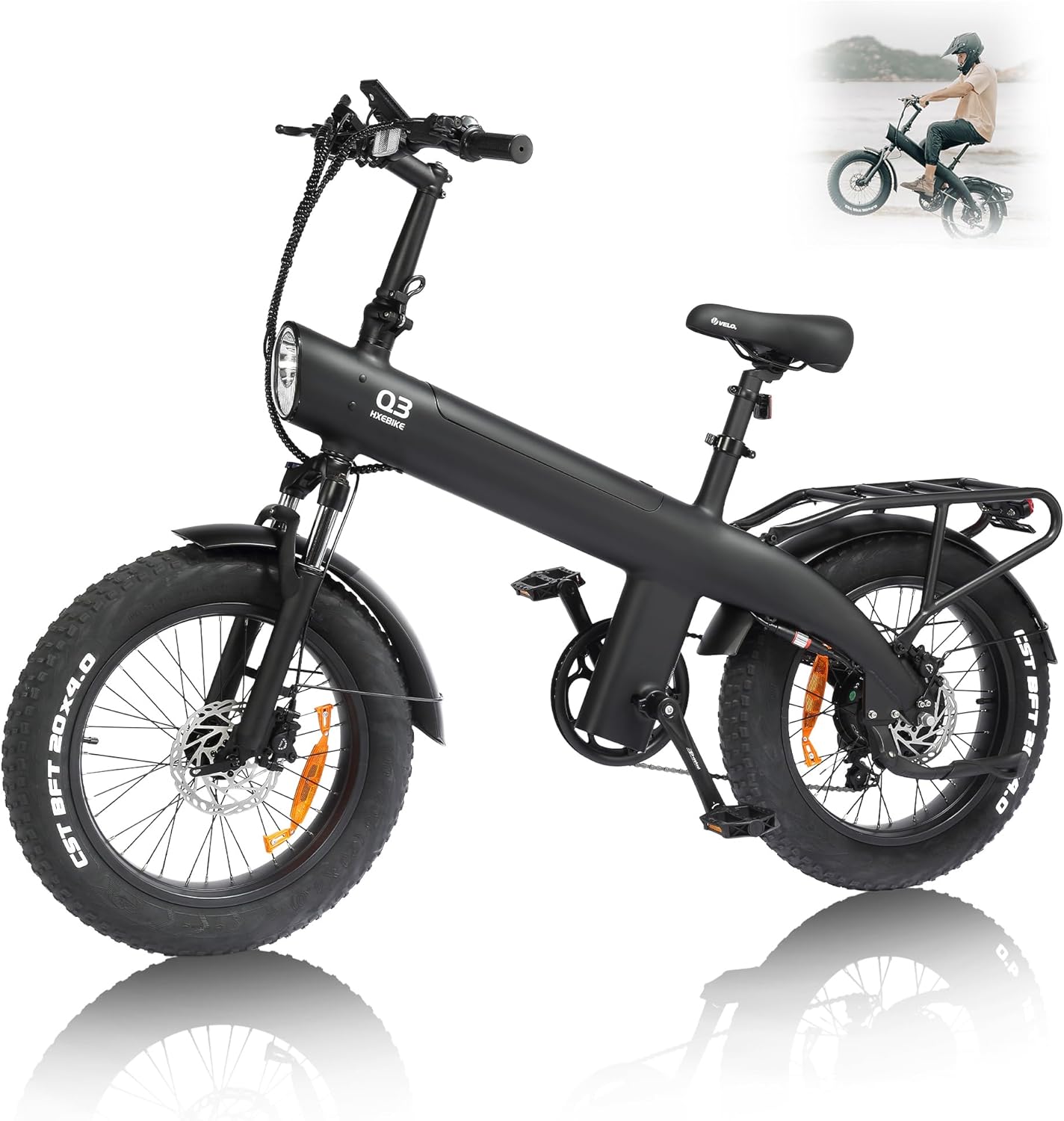 HX Q3 Electric Bike for Adults with Removable Battery, Peak 2000W Brushless Motor, 24-62 Miles, 35 MPH Ebike for Adults, 20x4'' Fat Tire Dirt Bike, 7-Speed E Bike, Front Fork Suspension, LCD Display