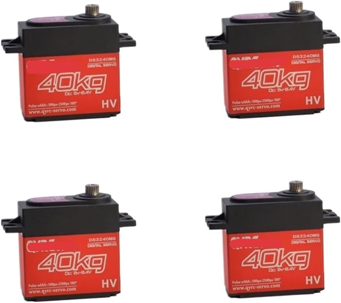 4pcs Waterproof 20kg 25kg 30kg 35kg 40kg Digital Servo Metal Gear 180° High Speed ​​25T Arm for 1/8 1/10 RC(4x40kg 180 Degree)