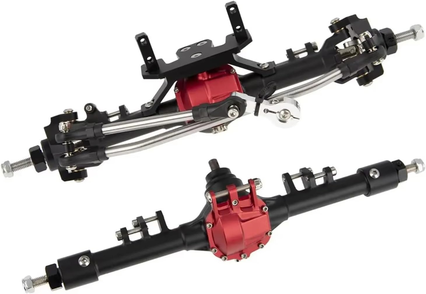 RC Car Parts Compatible with Axial 90046 90047 for RGT 86100 for SCX10 II 1/10 RC Car Crawler Parts Machined Aluminum Front and Rear Straight Axle(Black)