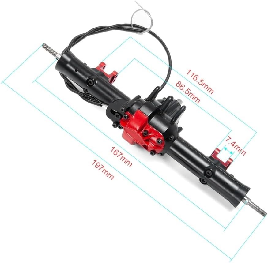 Metal Axle Upgrade Parts Compatible with 1/10 RC Crawler Car Front and Rear with Differential Lock Compatible with Various Models(Front Rear AXLE)