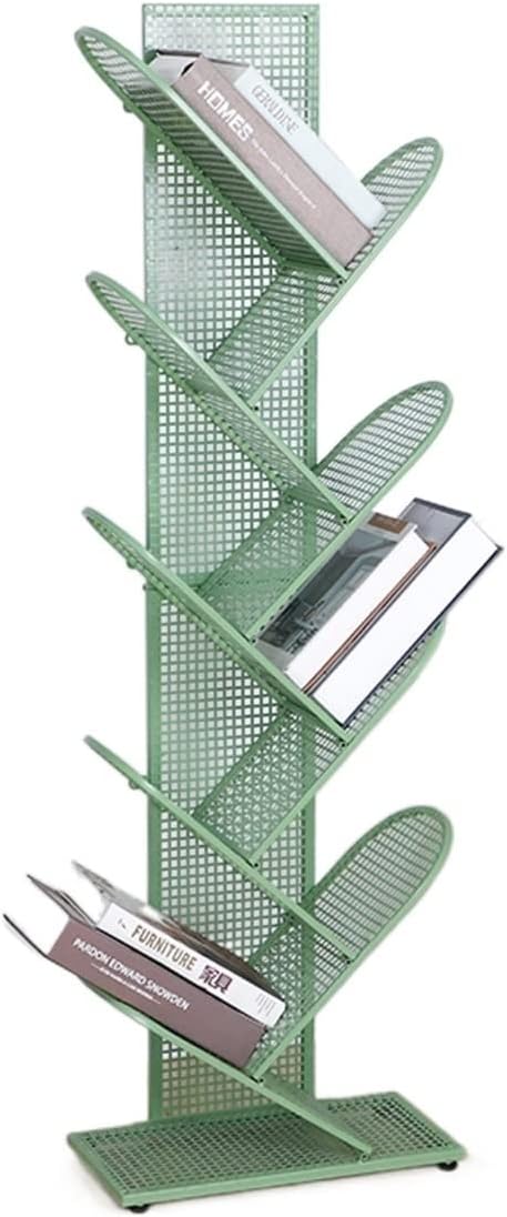 UNNS Bookshelf 9 Tier Tree Shelf Compact Storage Rack Metal Grid Vertical Bookcase Small Space Bookshelf for Living Room Study Office Bookcase Organizer (Color : Green)