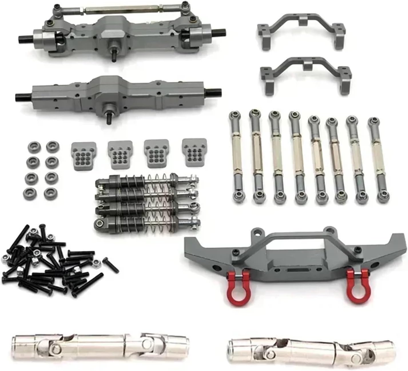 RC Repairs Models For Feiyu FY003-5A For WPL C14 C24 1/16 Metal Upgrade Tie Rod Shock Absorber For Seat Nine Piece Set RC Car Parts(Grey)