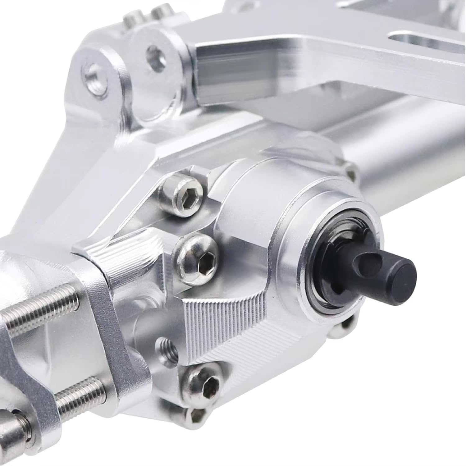 Compatible with Vanquish H10 1/10 RC Crawler Car Upgrade Parts CNC Aluminum Front Rear Straight Complete Axle Set RC Front and Rear Axle(Silver,1Set)