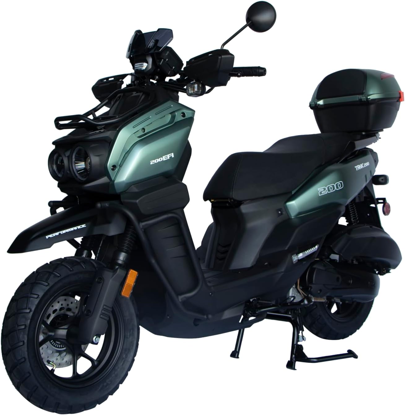 HHH Upgraded Tank 200 EFI Scooter 200 motorcycle TANK200 moped Fully Automatic 168cc Adult Scooter Street Motorcycle with Matching rear trunk ( Red)