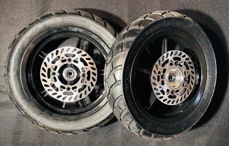 12 Inch Moto Wheel Set with Ken-da All Weather Tires, Fits 250cc-1000cc MX500 MX650 SX500 RSF650 Razor EM-5 soleil dirtbike upgrade 12mm axle 2-Pack 120/70-20 & 120/70-20 Tires - Dirt Bike Tires