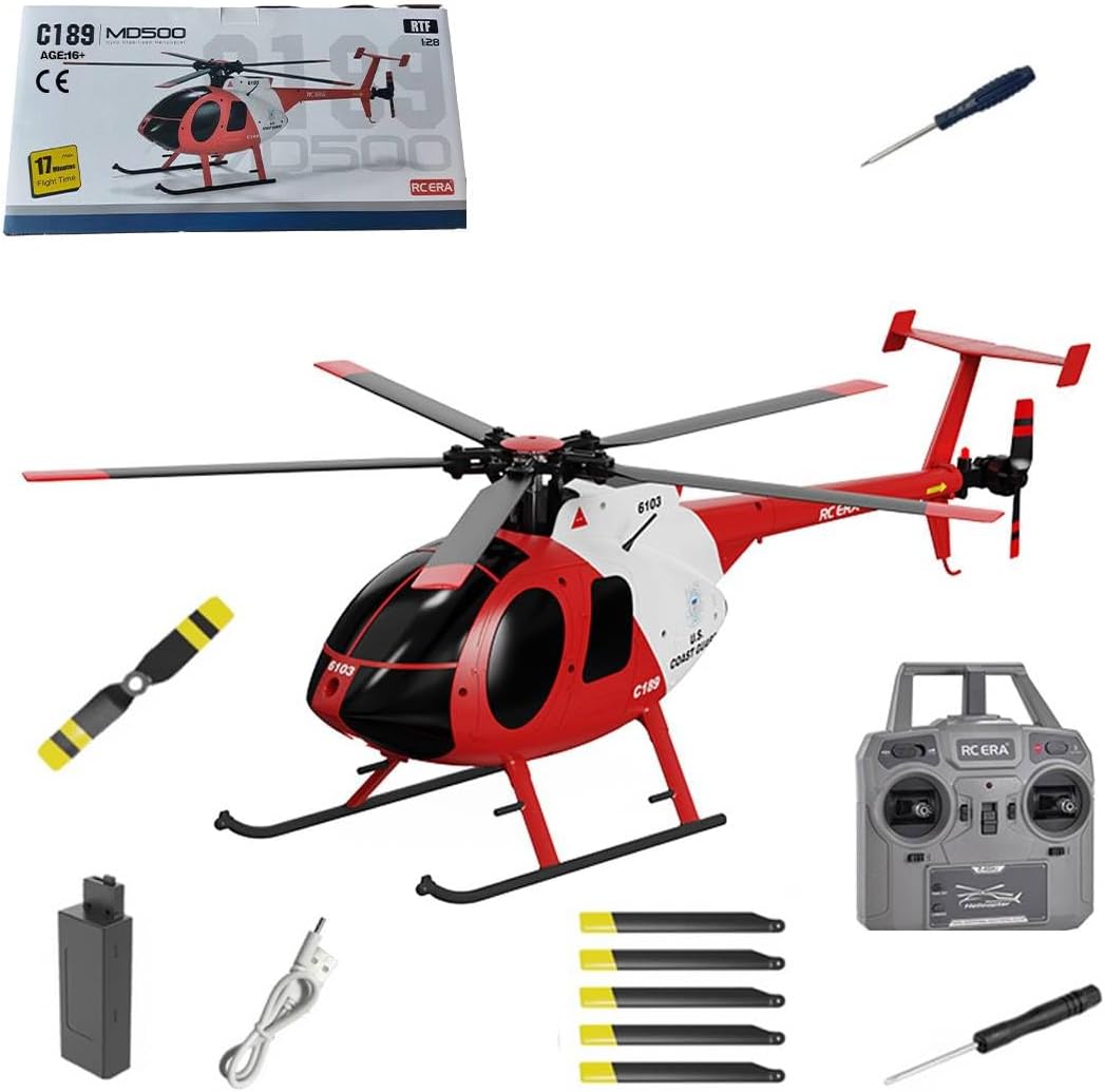 Aetheria MD500 Remote Control Helicopter, 2.4G 4CH Single-Rotor Little Bird RC Aircraft Model Gift for Adults with 6-Axis Gyro, Dual Brushless Motors, One Key Take Off/Landing-RTF Version