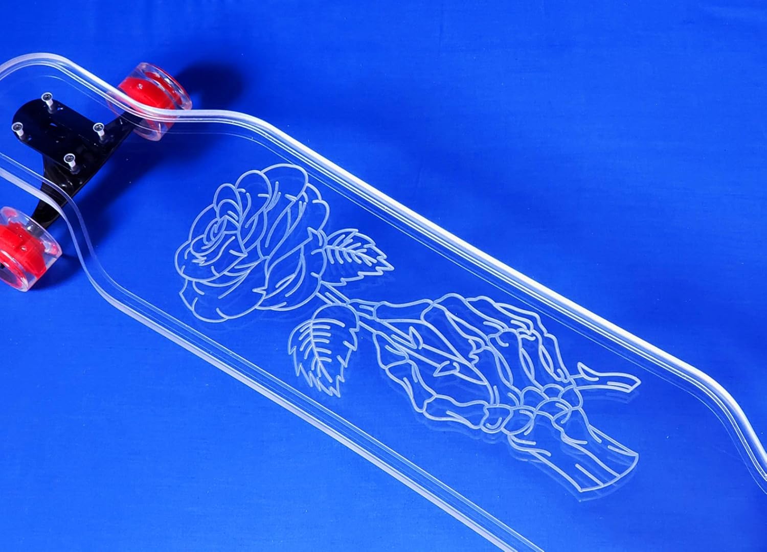 GHOST BOARDS Clear Longboard Skateboard - Transparent Acrylic Long Boards with Light-Up LED Wheels for Smooth Rides - Ride The Streets in Style with Longboard Built for Beginners & Pros Alike