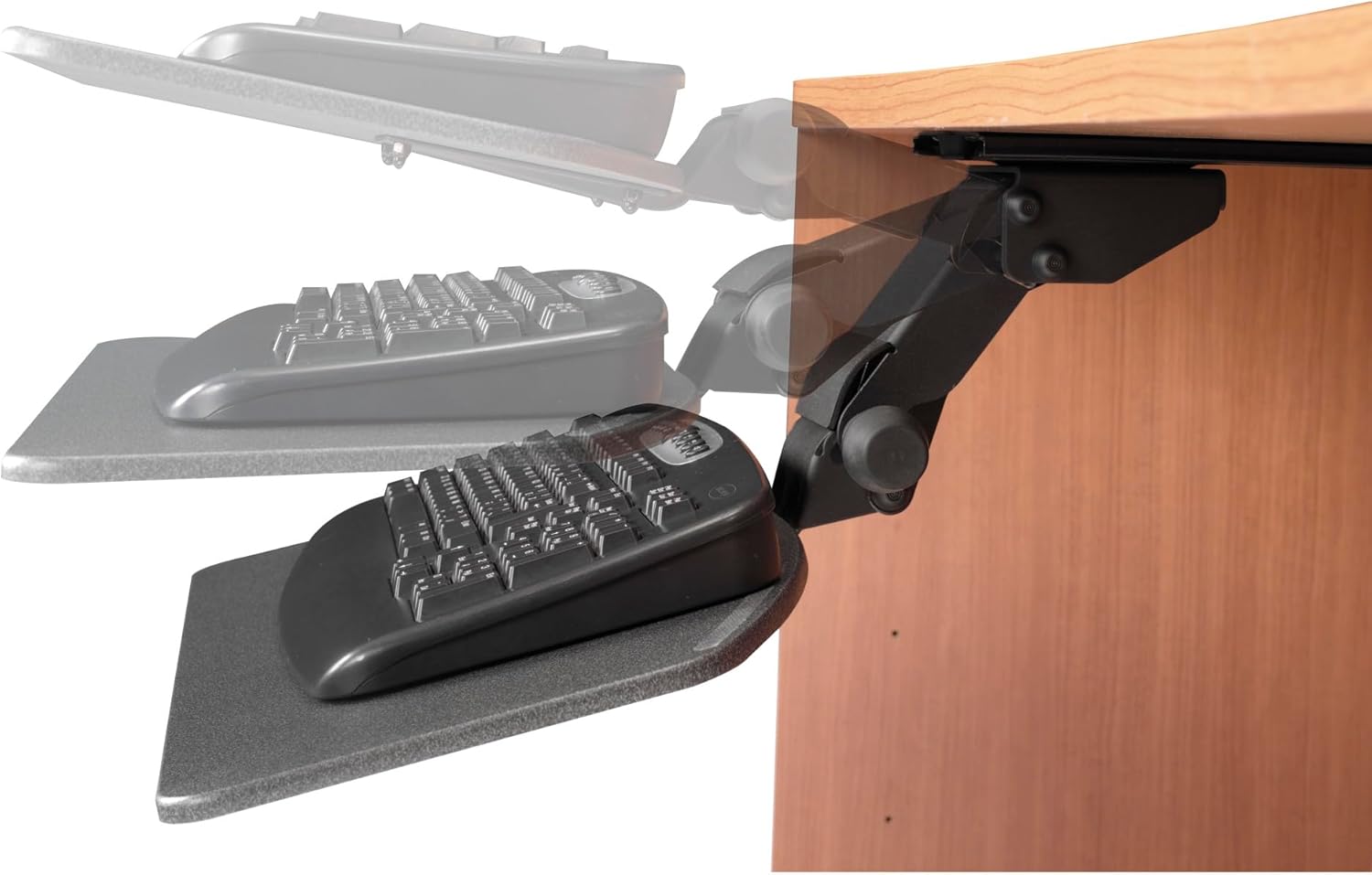 Bush Business Furniture Articulating Keyboard Tray with Galaxy Finish, Ergonomic Workspace Accessory, Adjustable Office Computer Key Board Support for Home Office