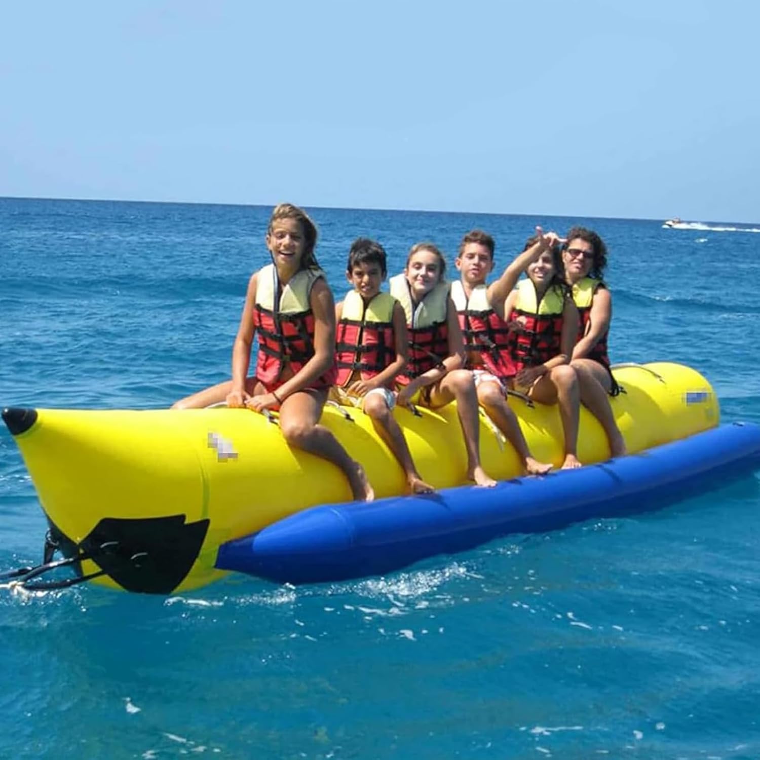 8 People,Inflatable Boat 3/4/6/8 Passenger Leisure Banana Tube Ride-On Style, Large Water Surfing PVC Kayak for Adults and Kids