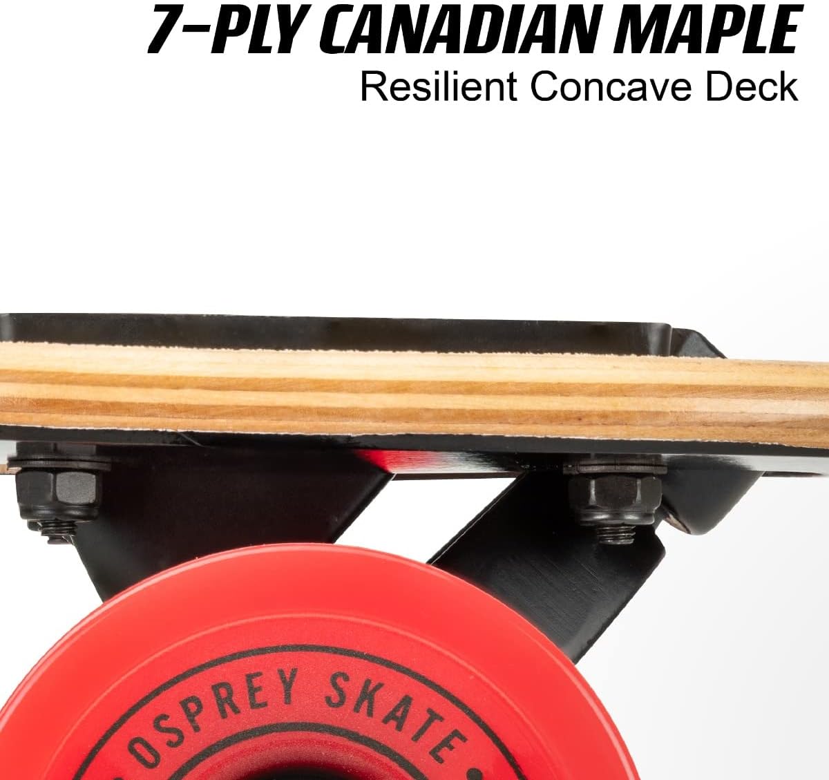 Osprey Twin Tip Longboard 39 inch Canadian Maple Deck, Complete Skateboard, for Adults, Kids and Beginners, Multiple Colours