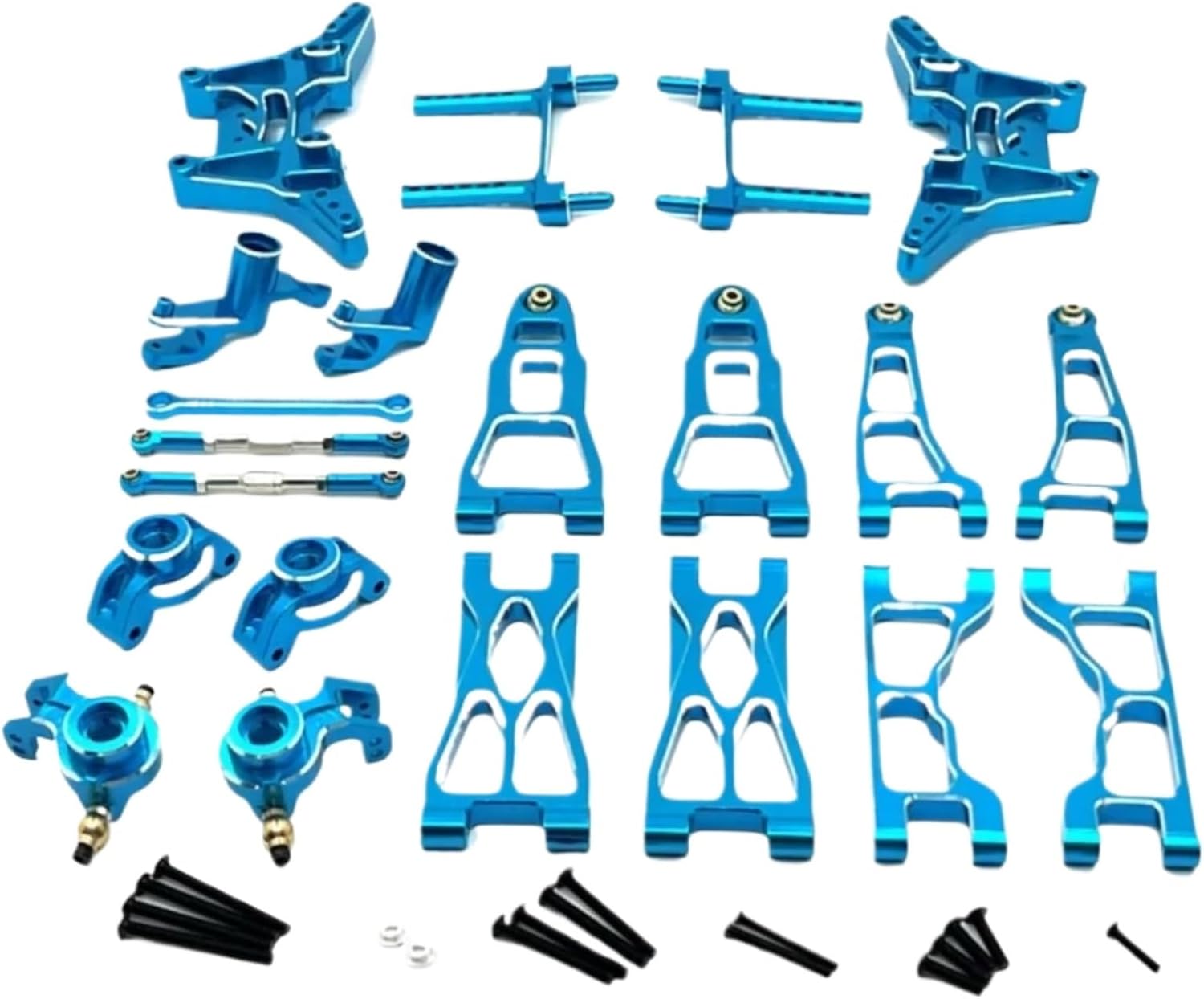 RC Car Parts for UD1201 UD1202 for Pro 1/12 RC Car Upgrade Parts Accessories Metal Steering Cup Front and Rear Suspension Arm Shock Tower Link Kit(Blue)