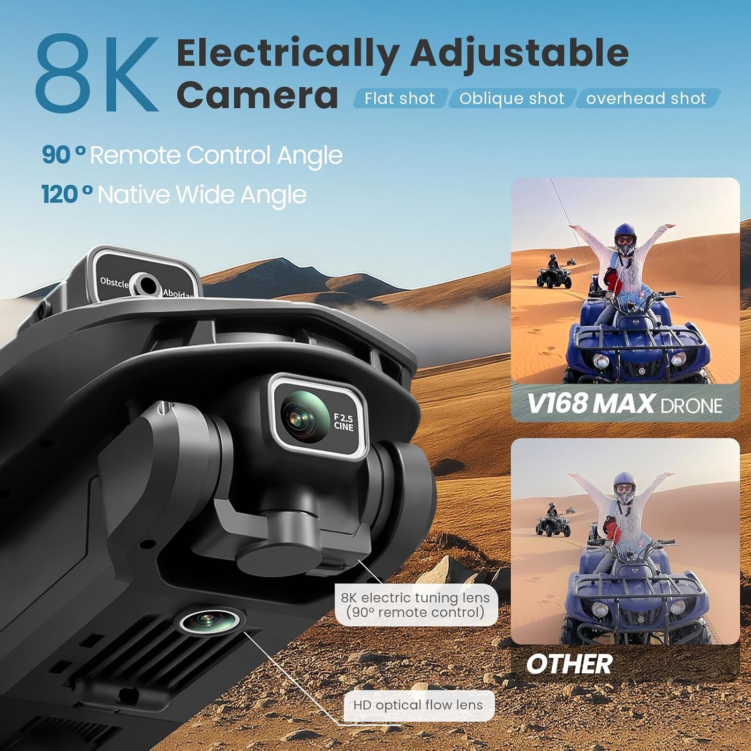 Drone with 8K Camera Drones for Adults,4.5-inch LCD High-definition Large Display Screen Remote Control Quadcopter,3 Batteries, 5G HD Brushless GPS Drone Auto Return, Obstacle Avoidance (Black and Orange)