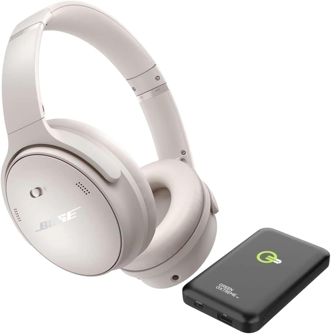 Bose QuietComfort Wireless Noise Cancelling Over-Ear Headphones - White Smoke, With Power Bank