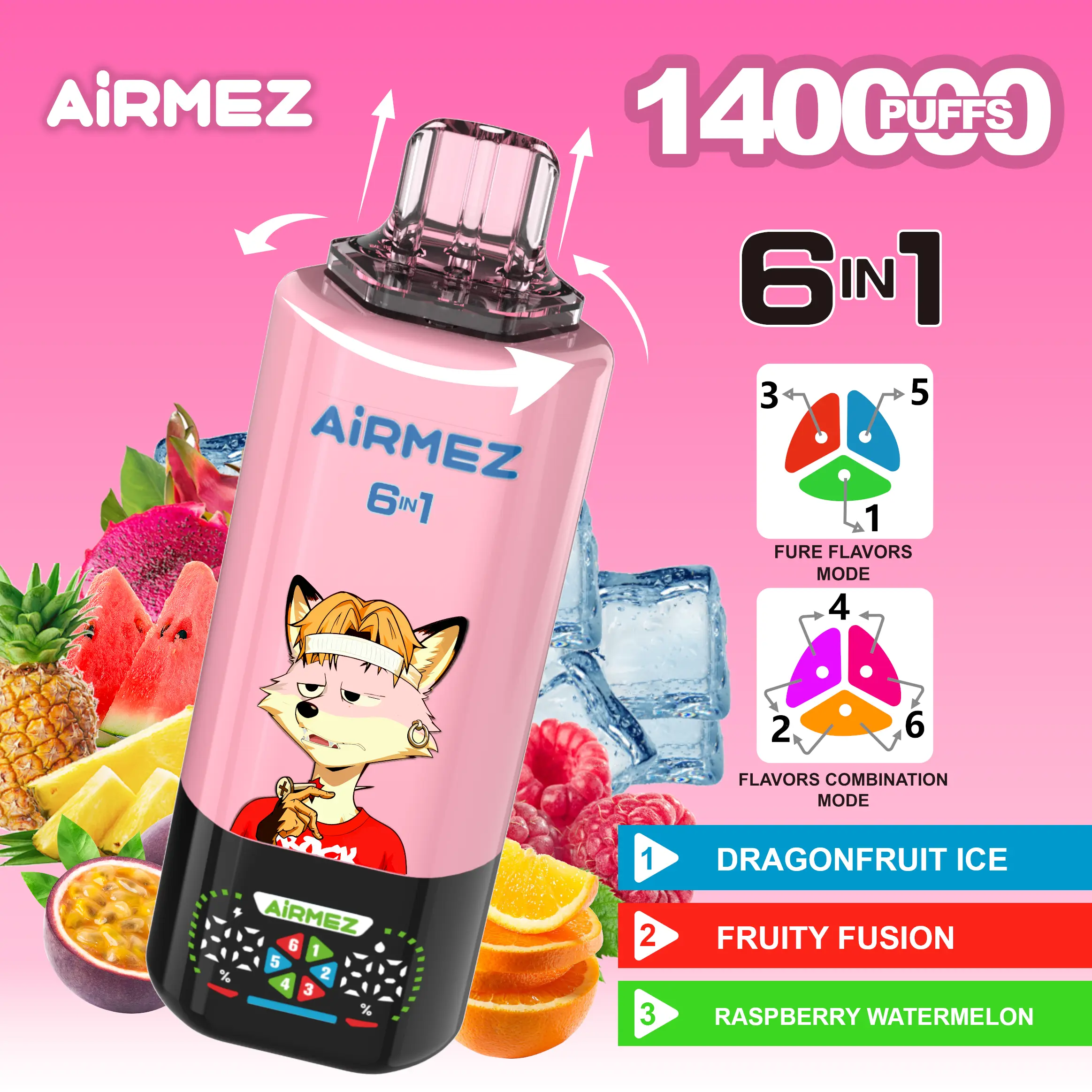 🔥AIRMEZ FOX 140K 6 in 1 (5pcs) - MYEU VAPES