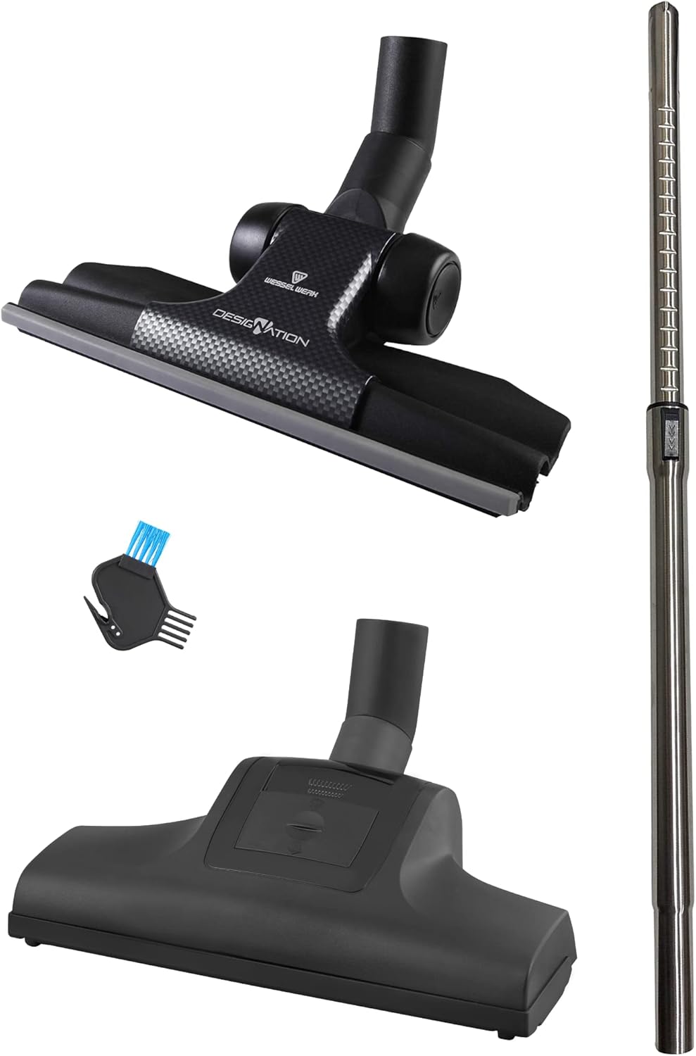 Wessel-Werk Stainless Steel Telescopic Extension Wand and Noise Optimized TK286 Turbo Brush with Ultra-Flat RD285 Floor Brush Vacuum Attachment Accessories for Wood and Carpet