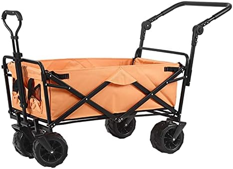 Collapsible Wagon Cart with Wheels Foldable Folding Wagons Carts Silent Universal Wheels,Folding Wagon Outdoor Folding Utility Wagon Outdoor Utility Wagon Beach Cart with Push Handle Heavy D
