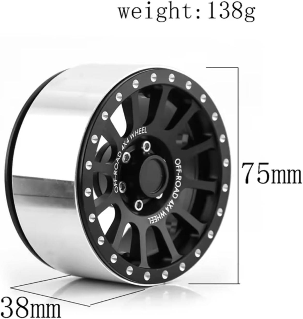 RC Car Parts Compatible with TRAXXAS for TRX4 for Axial for SCX10 for Wraith 1/8 1/10 RC Crawler Car 4Pcs 2.6 Inch Metal Beadlock Wheel Rim Hub
