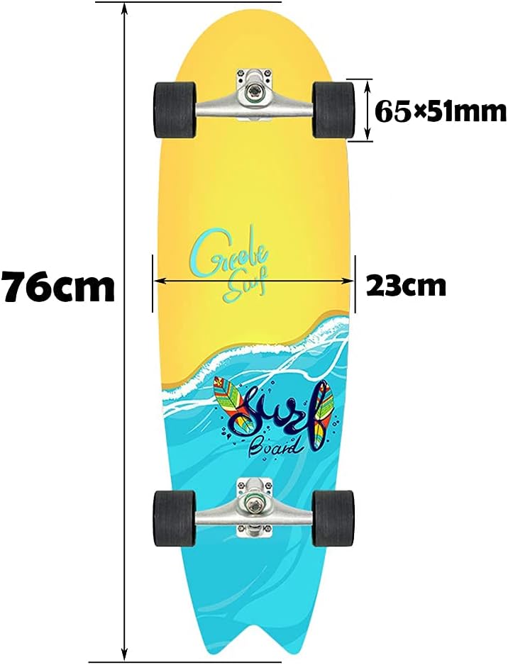 Carving Pumping Skateboard CX4 Truck Surfskate 30×9in 7 Layers of Maple Deck Land Surfing Skateboard ABEC - 11 Bearing for Children Teenagers Youth and Adults Gift (E)