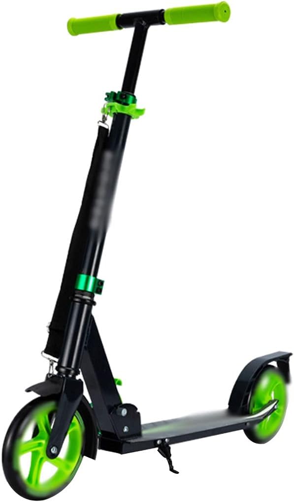 Scooters Kick Scooter Folding Commuting Scooter Adult Portable Kick Scooter, Height Adjustable Scooter, Park Fitness Trick Scooters (Color : Green, Size : 91 * 38 * 78-100cm)