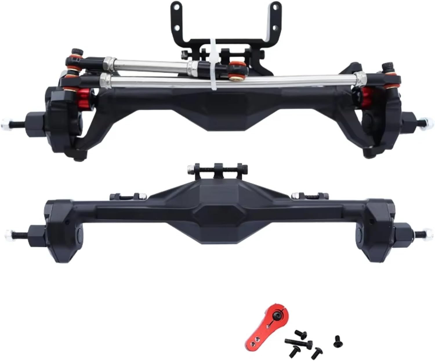 RC Axle Models For Axial For SCX10 II For RGT 86100 For Redcat GEN8 1/10 Front Rear Portal Axle CNC Machined Aluminum Integrated RC Crawler Car(Black,1set)