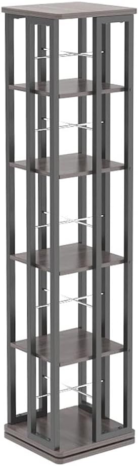 LCJQ Home Bookshelf 5 Tiers Rolling Bookcase with Wheels, Freestanding Storage Organizer Holder Book Rack， Rotary Bookshelf for Home and Office ​Shelves (Color : C)