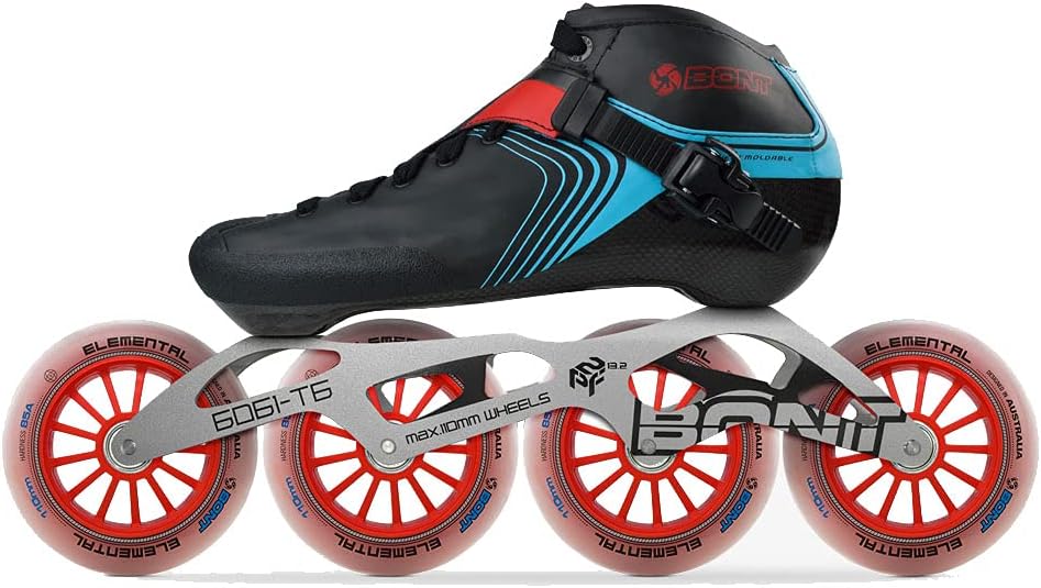 Bont Skates - Inline Speed Skating Racing Skates - GT4 Skate Boots + 6061 Frame + Elemental Wheels + ABEC5 Bearings