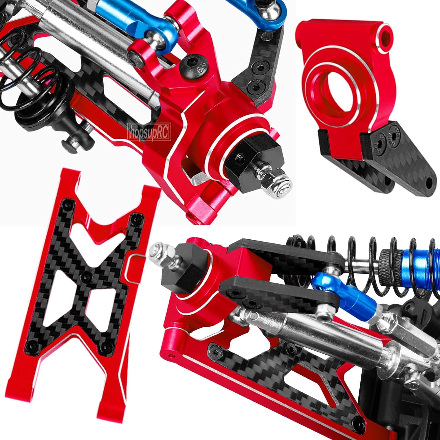 Upgrade Parts for 1/10 Granite/Senton 3S BLX Mega 550,Shocks&Gearbox&Arms&Caster Blocks hubs&25T Servo Saver&Steering Bellcranks&CVD&Support&Transmission&Center Driveshafts&Links,Red