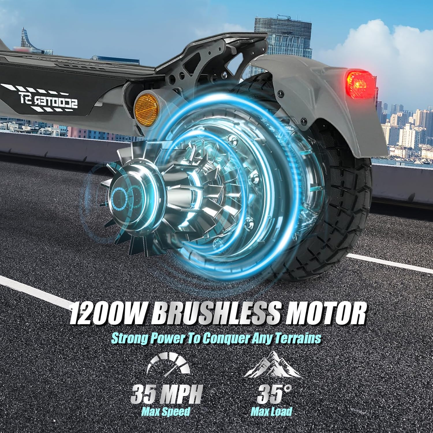 Electric Scooter for Adults, 1200/1600/5000/5600W Dual Motor Fast E Scooter, Up to 35-50 MPH Top Speed & 35-52 Miles Long Range, Dual Brake, Off-Road Tires, Foldable Scooter(UL Certificated)