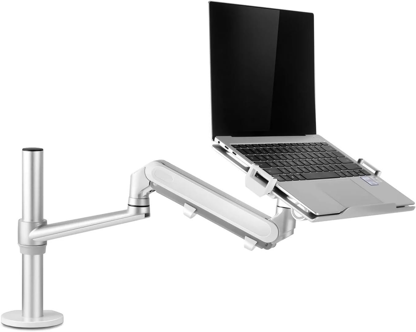 OL-1S PRO Dual-Purpose Aluminum 12-17 inch Laptop Stand with Gas Spring arm + VESA Monitor mounting Head 75/100 mm Load 8 kg(Silver)