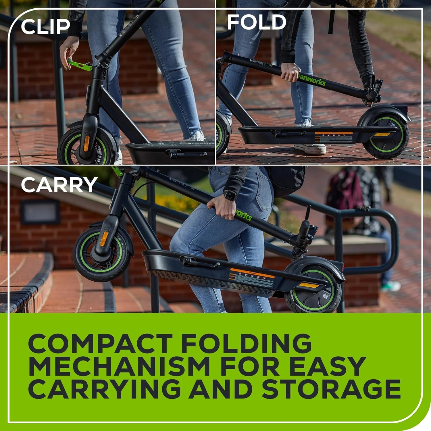 Greenworks 2x24V Electric Scooter for Adults, 350W Rear Hub Motor, 10