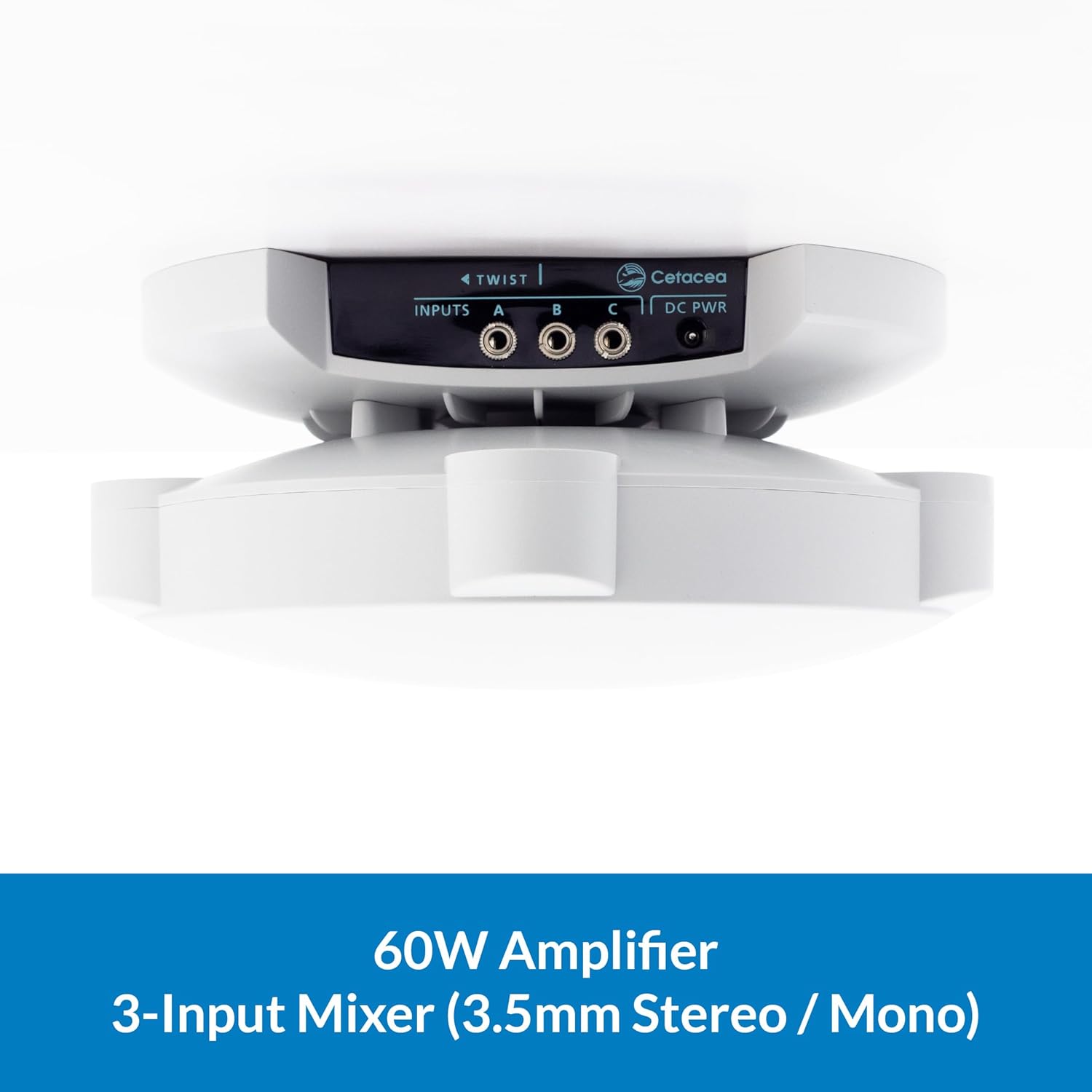 Cetacea Astronaut XL Powered Ceiling Speakers - Simple Bracket Install, Upgrade Projector with Speaker, High Fidelity Clarity, Ideal Speaker for Projector in K-12 Classrooms & Offices, 60 Watts, White