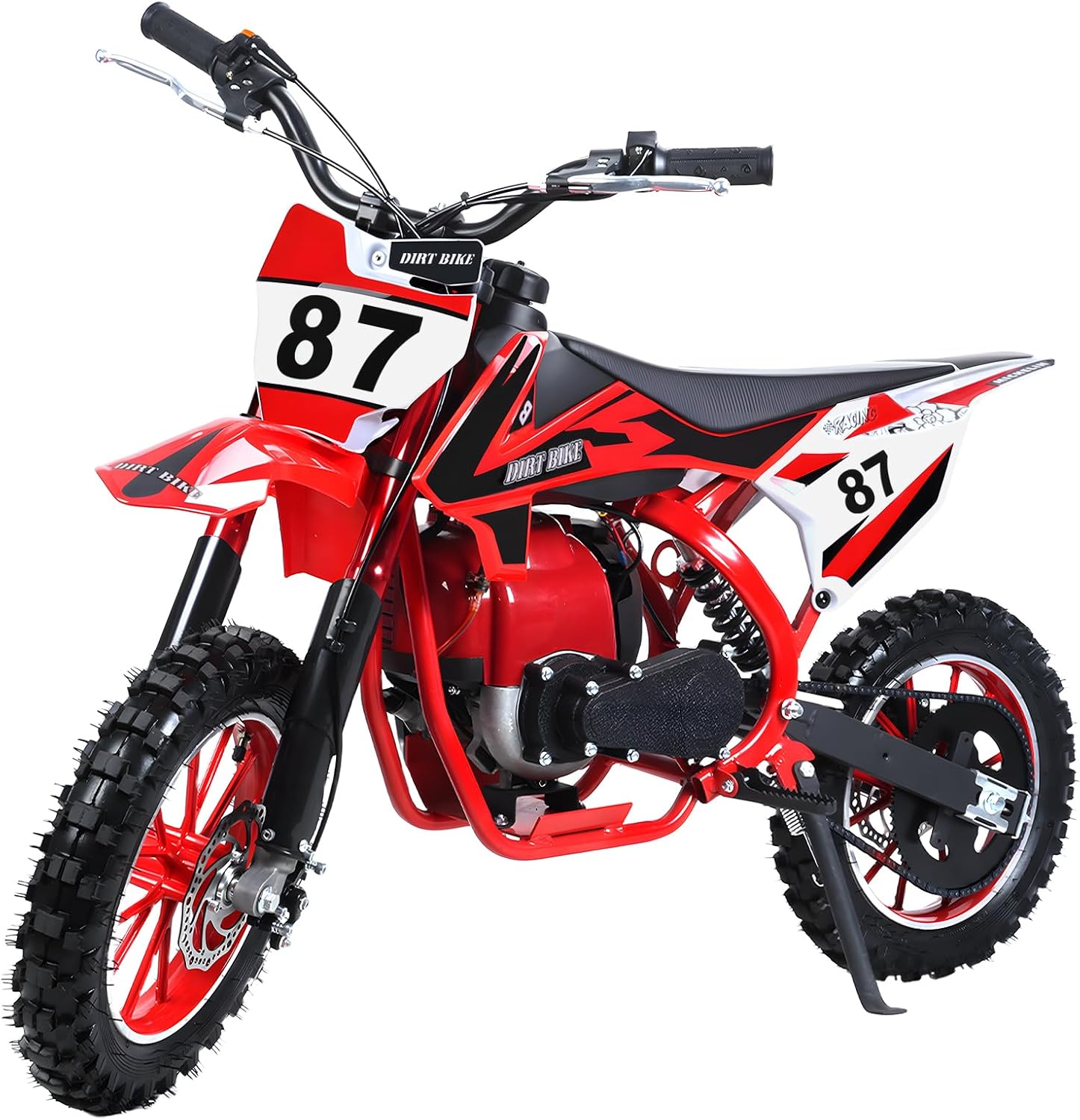 49cc 4-Stroke Kids Dirt Bike, Gas Power Motocross, Beach Off Road Mini Motorcycle, Children Pocket Motorbike with Disc Brakes,Top Speed of 22 MPH Ride-on Bike (Red)