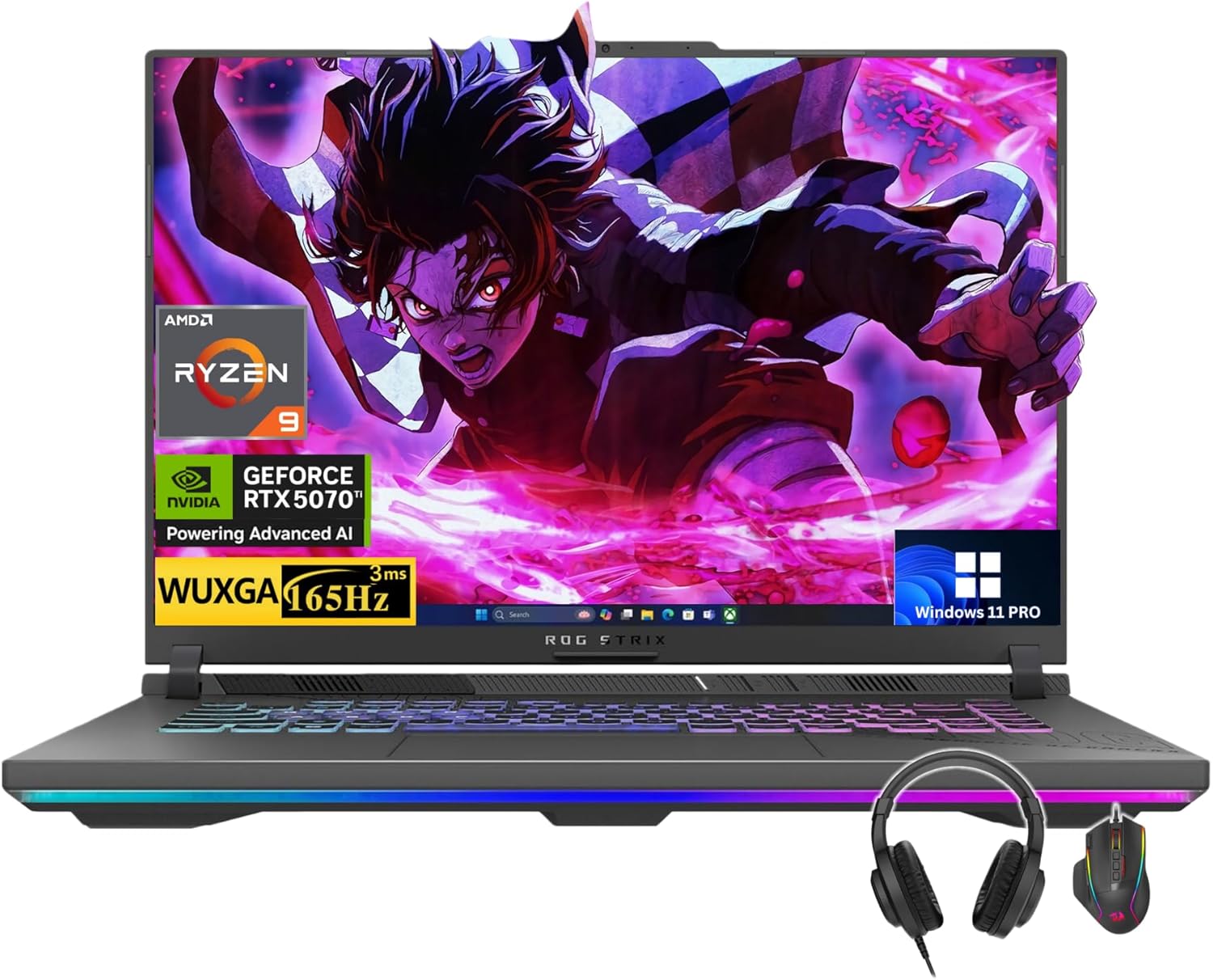 ASUS ROG Strix G16 Gaming Laptop, NVIDIA RTX 5070 Ti(12GB GDDR7), AMD Ryzen 9 8940HX (16 Cores, 32 Threads), 16