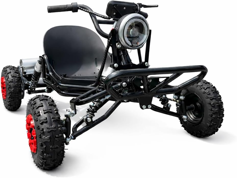 Zyliathor Electric Go Kart Adults/Kids - 48V 2000W Motor 12-31MPH, 6'' All-Terrain Tires, 10.4Ah(12+Mi), 440lbs Capacity, 3-Speed Modes LED Lights & Charger (Black)