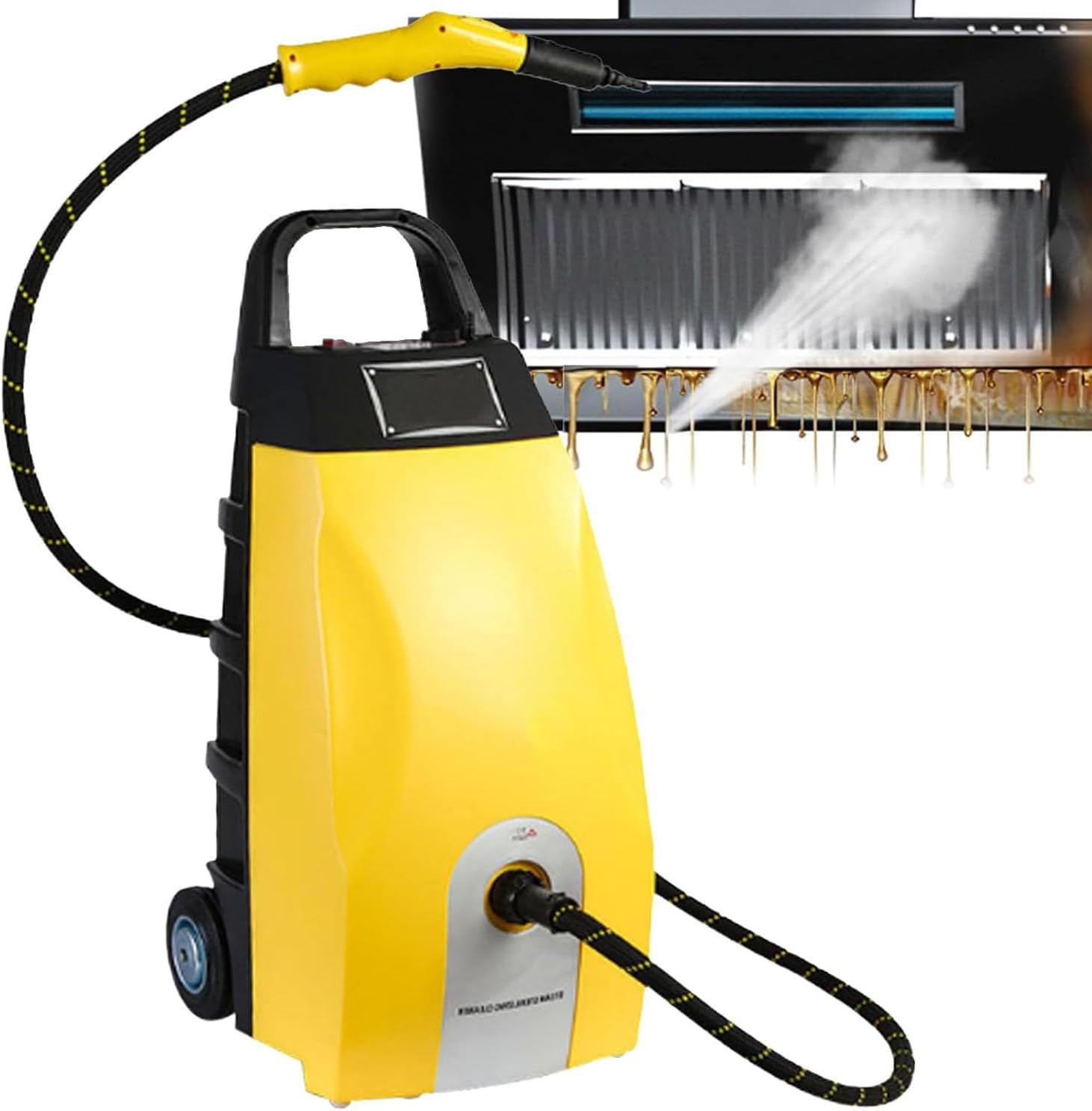 Steam Cleaner, 2500W Multi-Purpose High Temp Steam Washe, 15S Fast Heat Up, with 6 Accessories, 3.5L High Pressure Steam Cleaner - Continuous Steam Output, for Home, Car, range hood Yellow