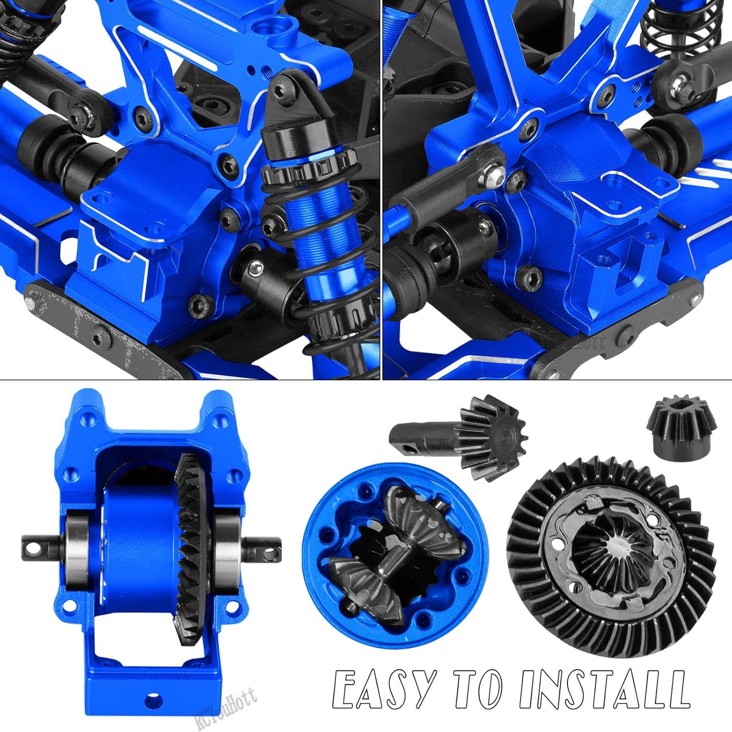 RC Upgrades Part for 1/10 Rustler/Slash/Stampede 4x4 4WD VXL,Arm/Shocks/gearbox/37T Diff Gear/Caster Block,Steering Blocks/Stub Axle Carriers/Drive Shaft/Shock Tower/Links,Navy Blue