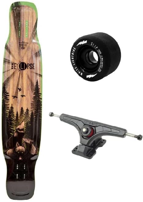 Longboard Skateboard, Freestyle Cruiser, Waterproof and Wood Construction, Cruise Skateboard and Longboard Decks, Lightweight Build (Eclipse Firm Flex Complete Deck + Wheels)