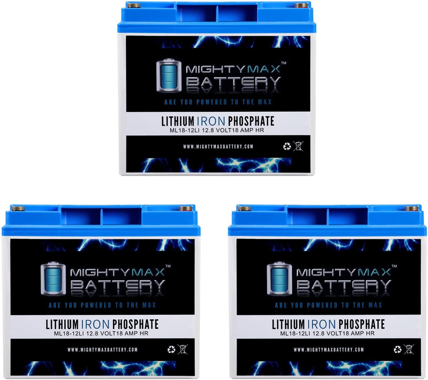 Mighty Max Battery 12V 18AH Lithium Replacement Battery Compatible with 3 Wheel Learning Scooter (Pack of 3)